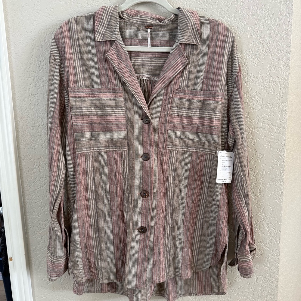 NWT Free People Striped Button-down Shirt- S
